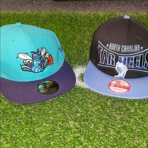 North carolina Tar Heels. Charlotte Hornets 2 hats